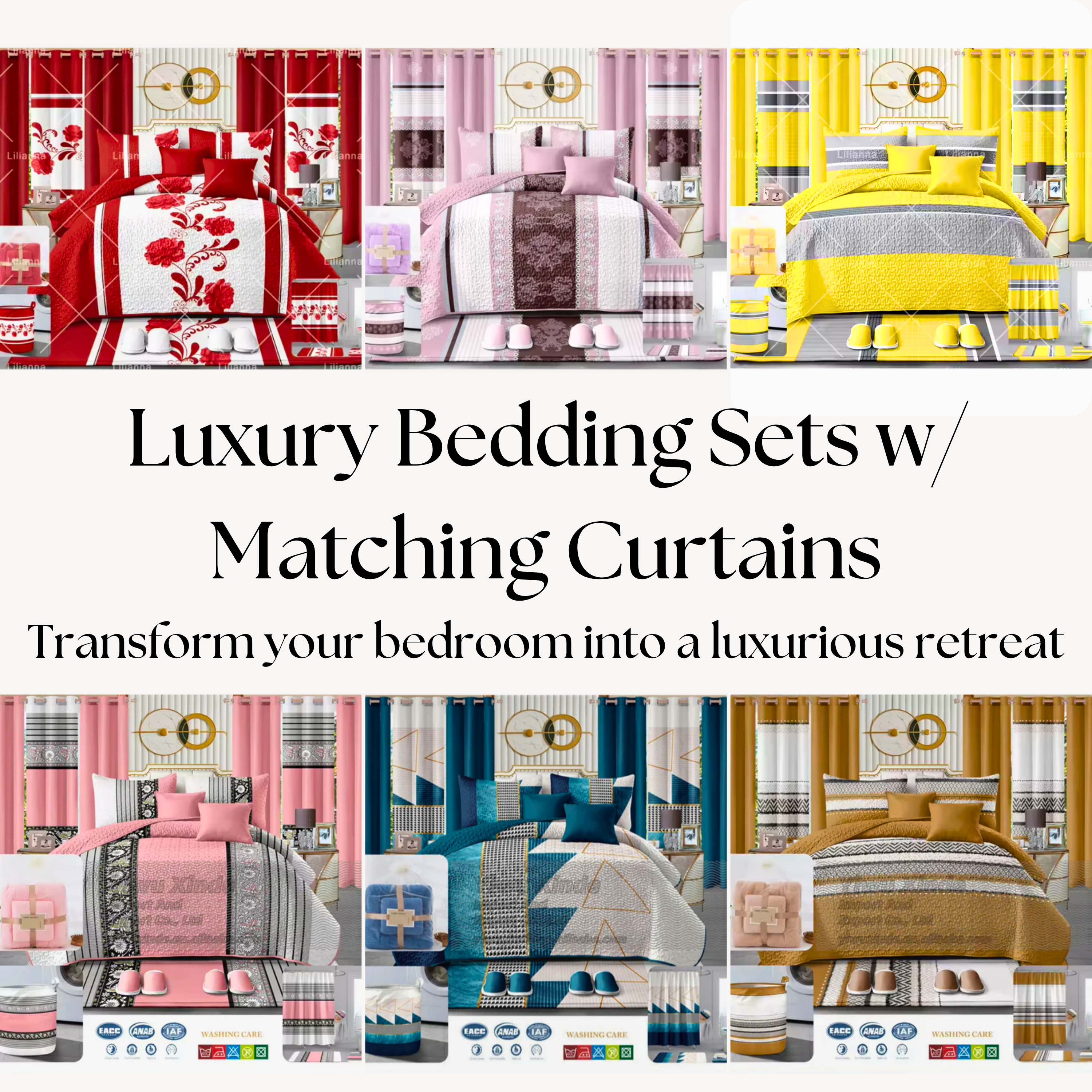 Luxury Bedding Sets w/ Matching Curtains