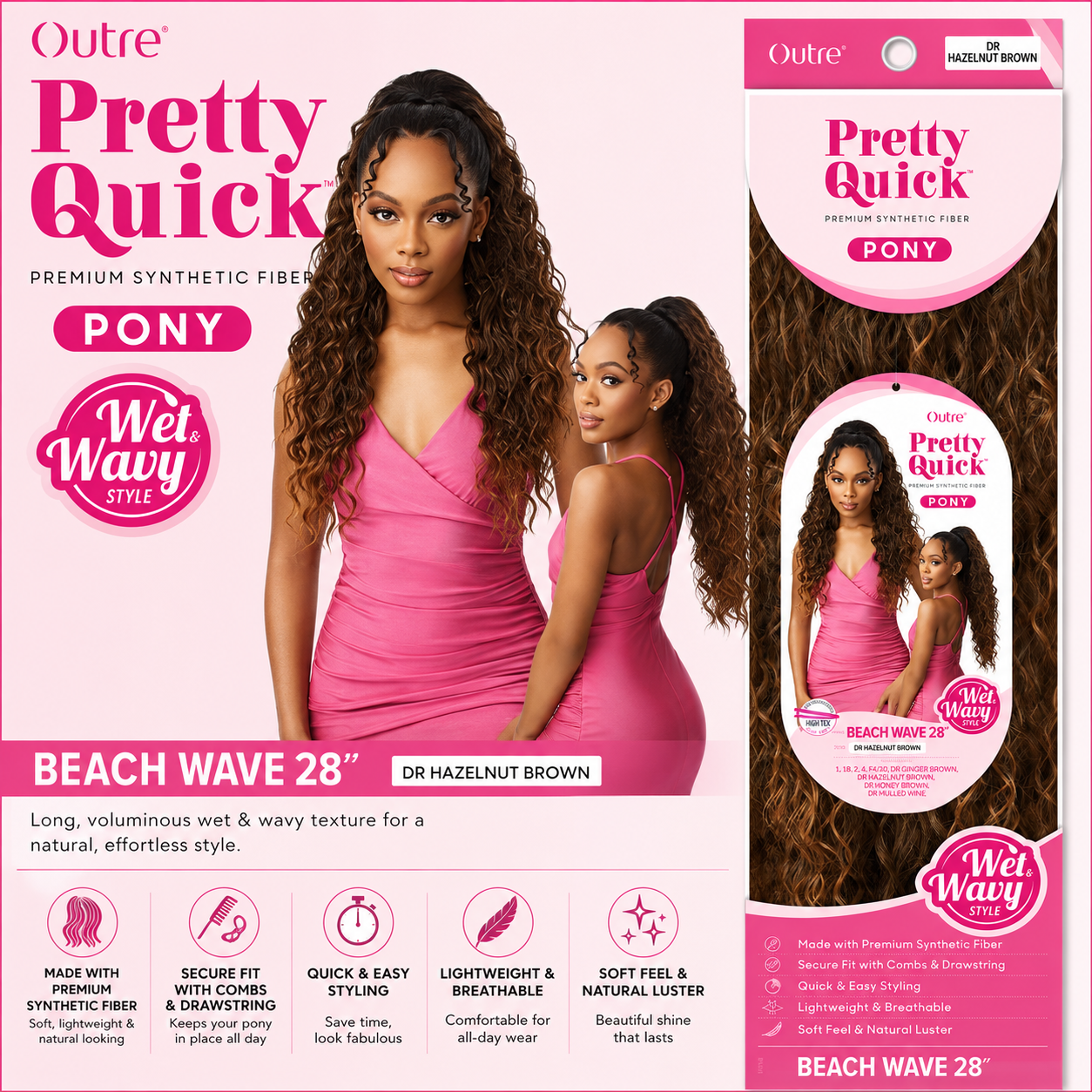 Outre – Pretty Quick Pony – Queue de Cheval Ondulée Wet & Wavy Beach Wave 28 po
