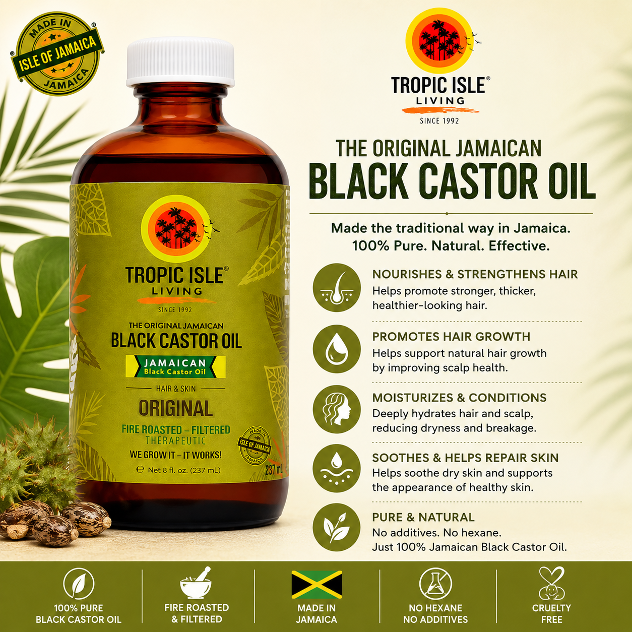 Tropic Isle Living – Jamaican Black Castor Oil Original, 8 fl oz Tropic Isle Living