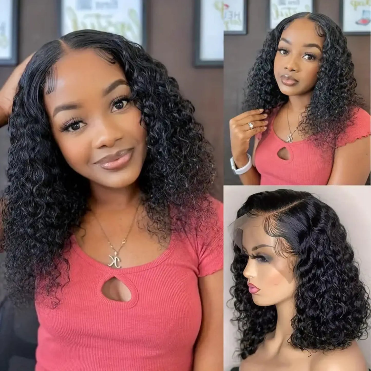 14β³ Water Wave Bob Wig β 13x4 Lace Frontal Human Hair, Natural Black Clessenza Beauty Store