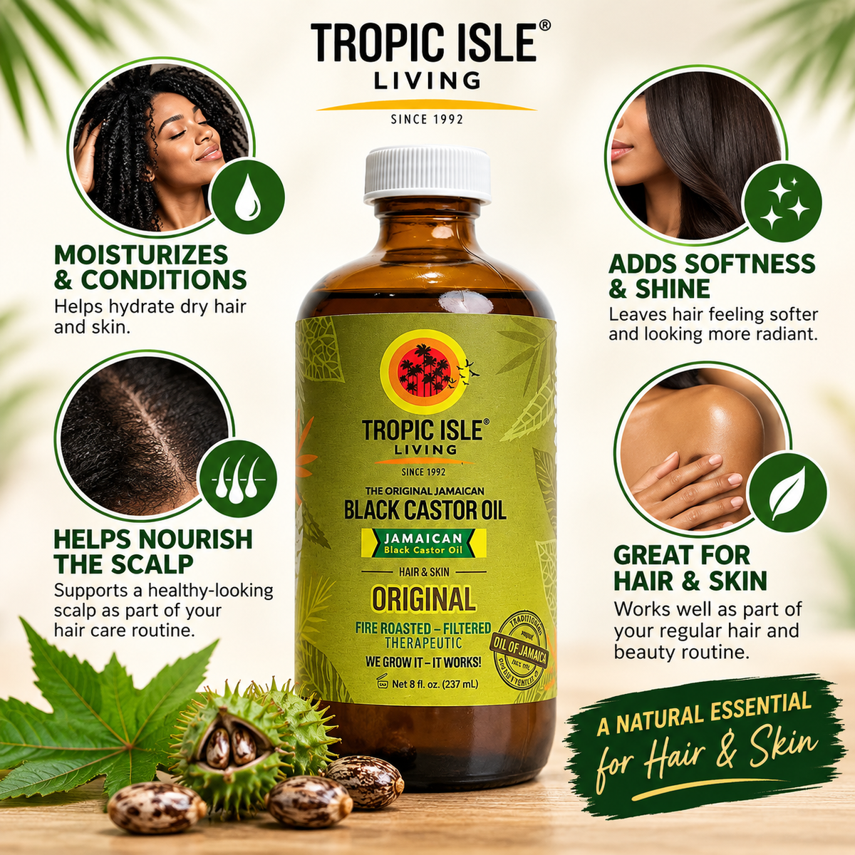 Tropic Isle Living – Jamaican Black Castor Oil, 8 fl oz Tropic Isle Living