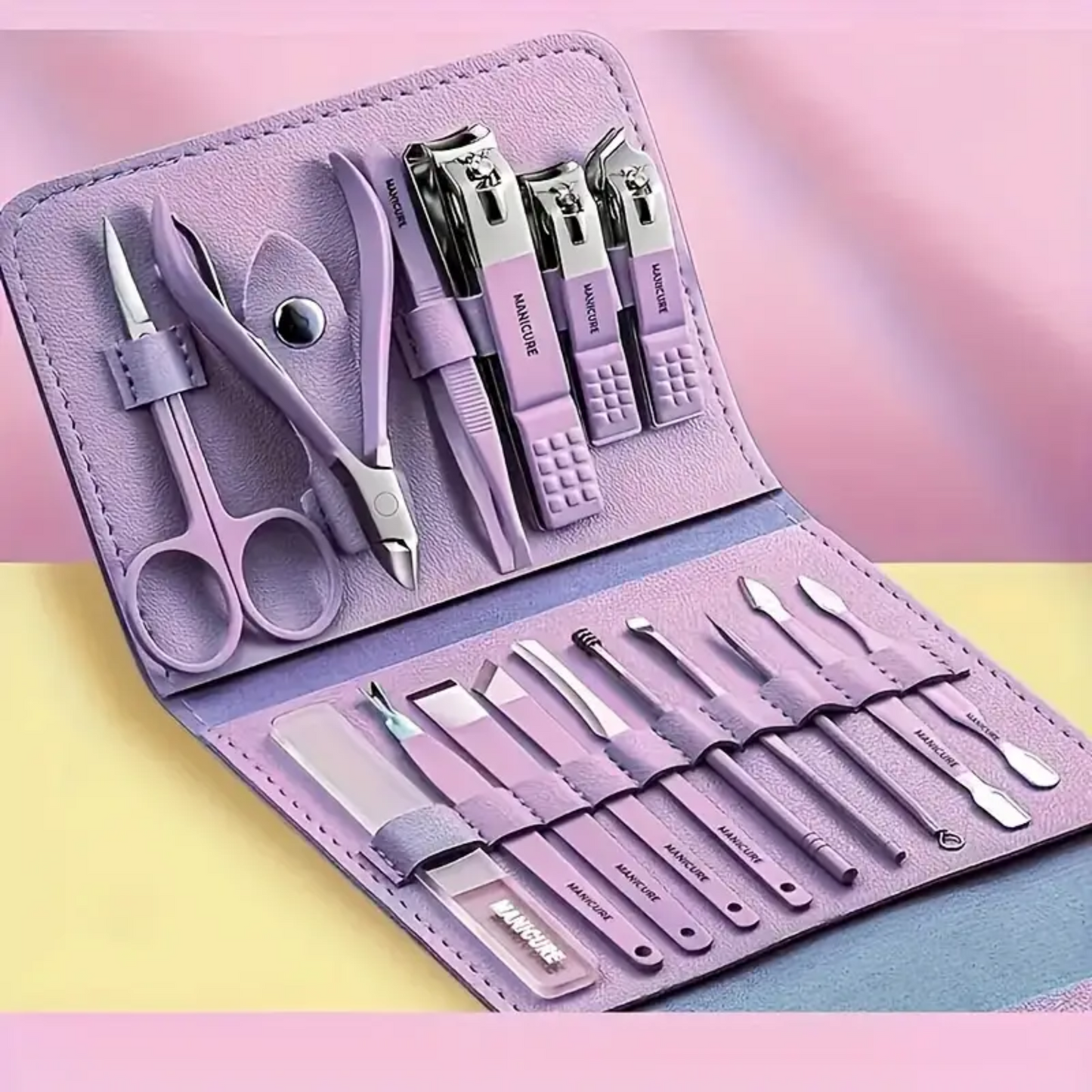 16 Piece Professional Manicure & Pedicure Kit – Stainless Steel Nail Care Set with Travel Case Clessenza Beauty Store
