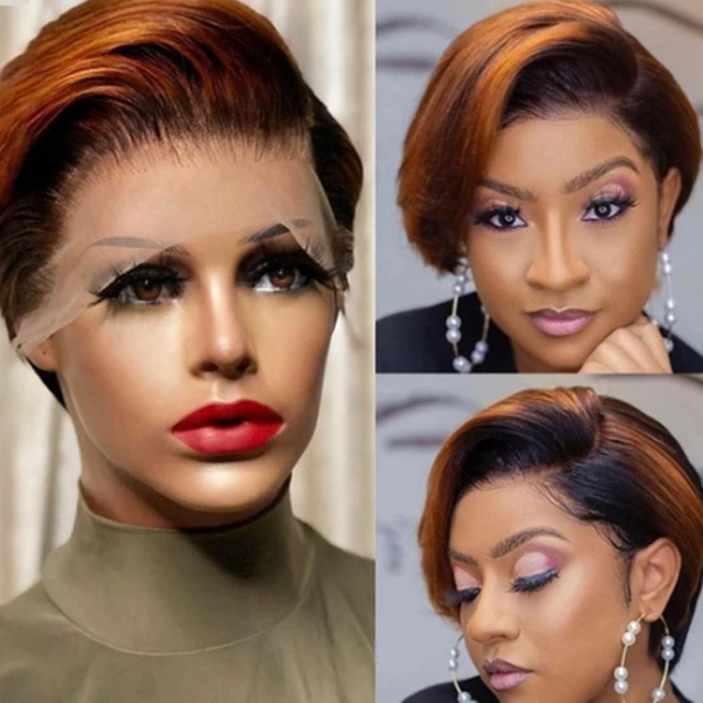 Chic Short Curly Pixie Synthetic Wig – 6" Golden Color