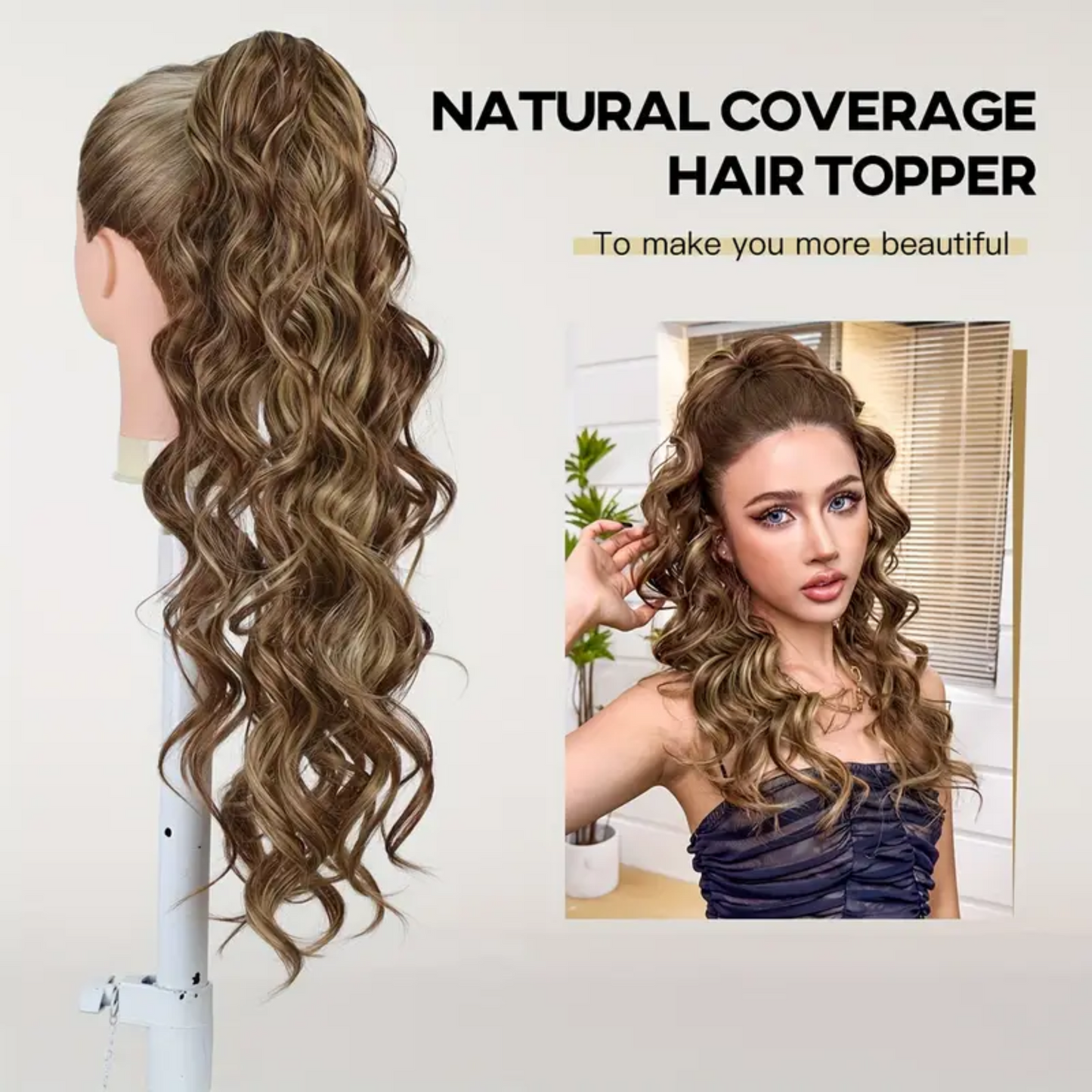 22" Long Wavy Synthetic Claw Clip Ponytail Hair Extension Clessenza Beauty Store