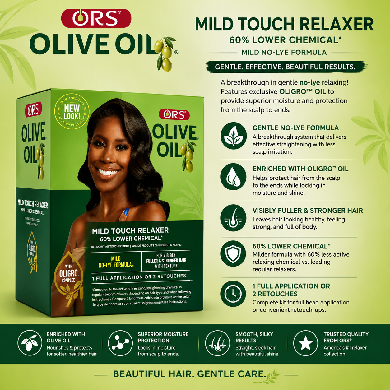 ORS Olive Oil – Trousse Défrisante Douce Sans Soude à l'Huile d'Olive