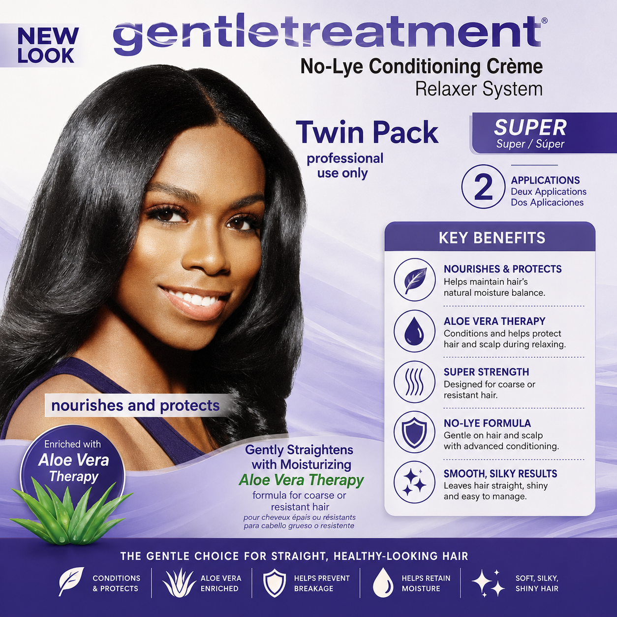 Gentle Treatment – No-Lye Conditioning Crème Relaxer System, Twin Pack with Aloe Vera