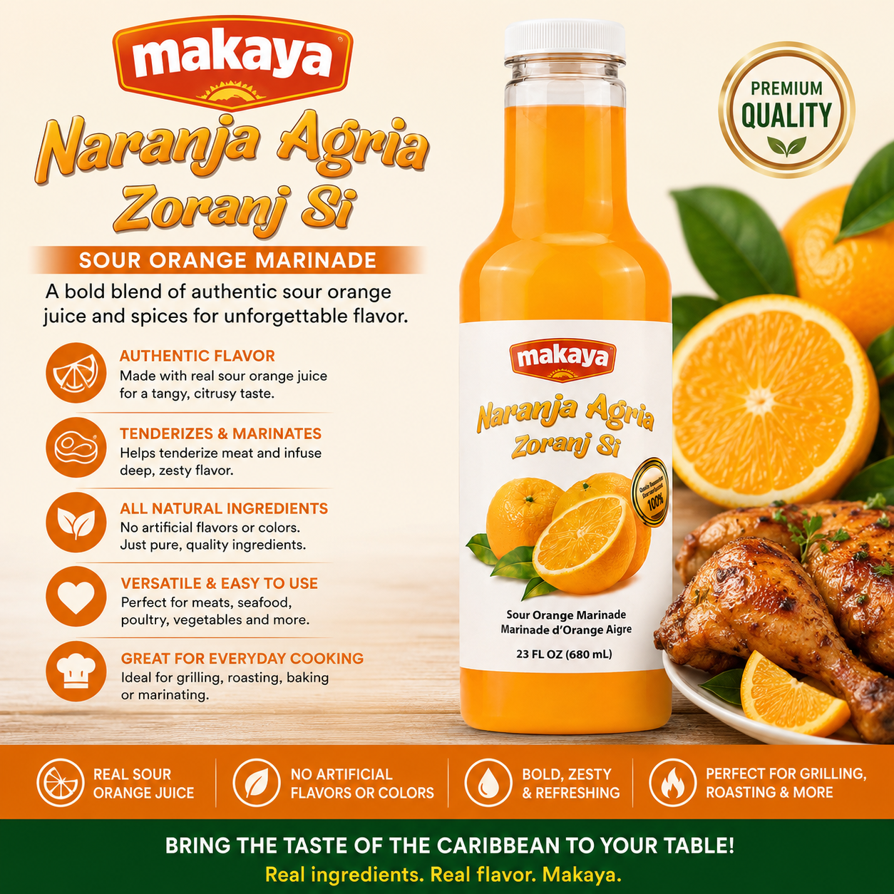 Makaya – Premium Sour Orange Marinade, 23 fl oz (680 mL)