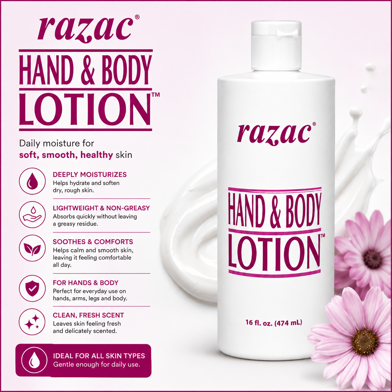 Razac – Hand & Body Lotion, 16 fl oz Razac