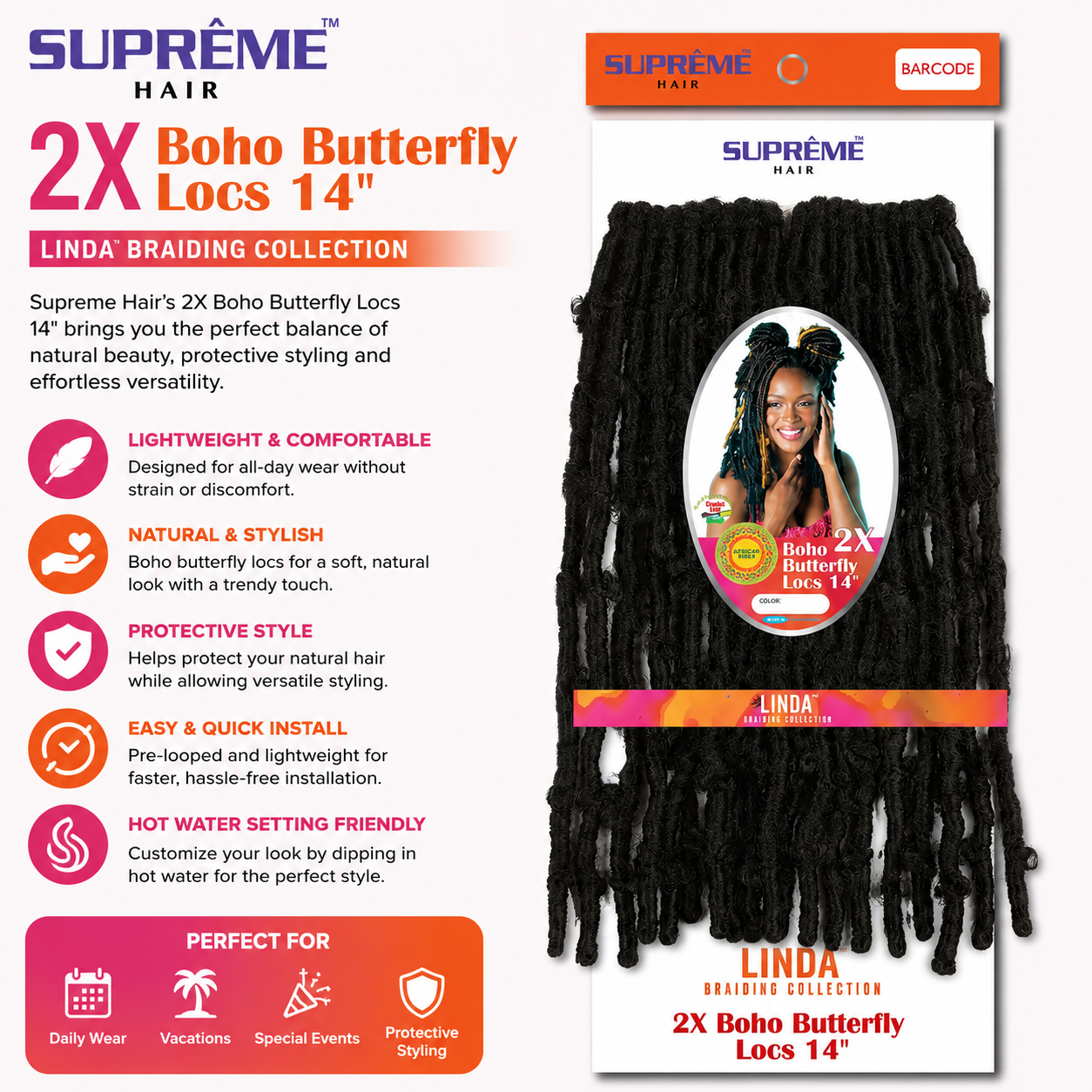 SUPRÊME Hair – 2X Boho Butterfly Locs 14" SUPRÊME HAIR