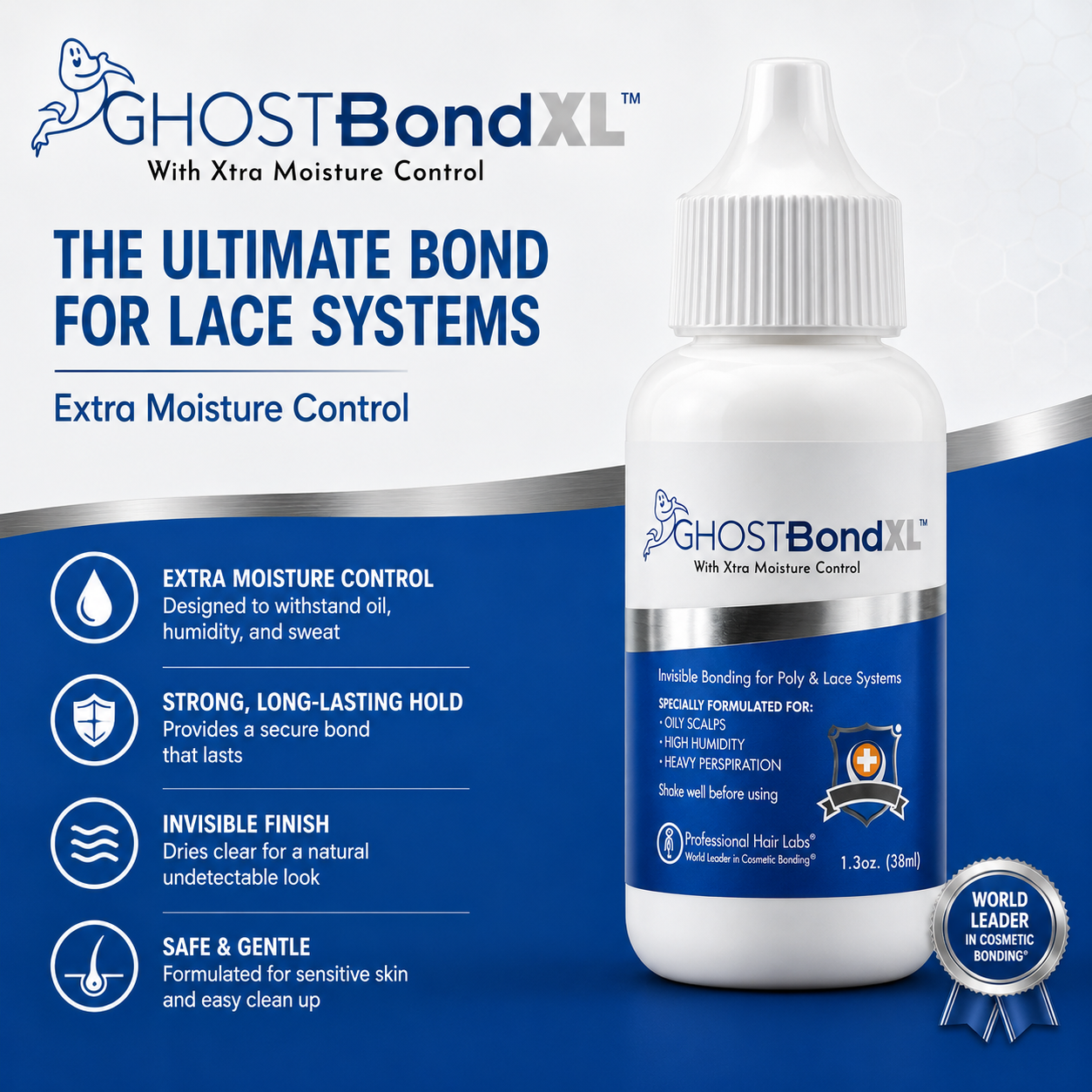 Ghost Bond XL – Lace Wig Adhesive Glue, Extra Moisture Control for Lace Systems (38ml)