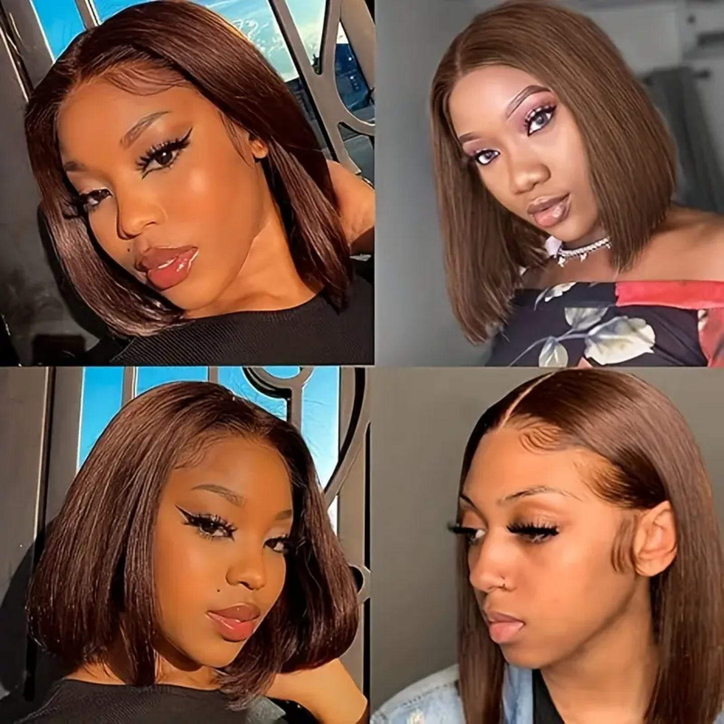 13x4 HD Lace Front Human Hair Bob Wig – Straight 10″ #4 Natural Brown