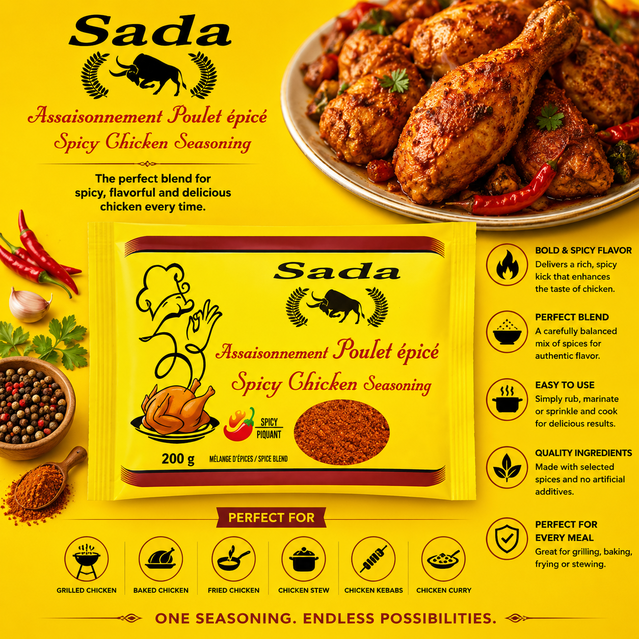 Sada β Spicy Chicken Seasoning, 200g