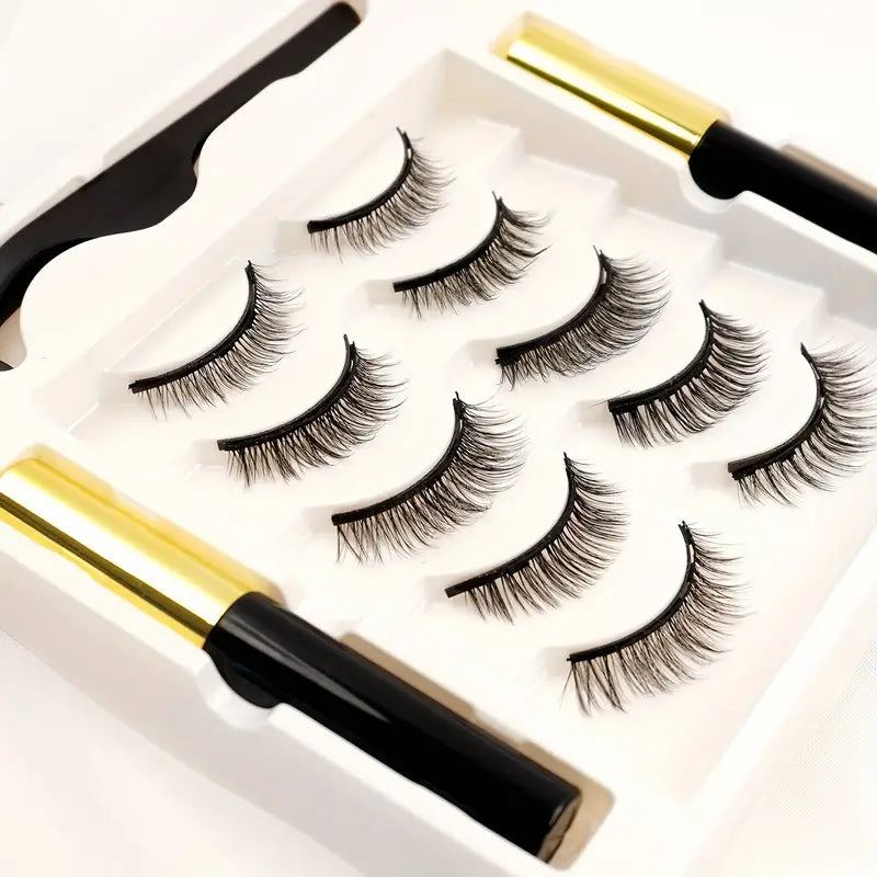 Kit de pestañas magnéticas: 5 pares con delineador y aplicador