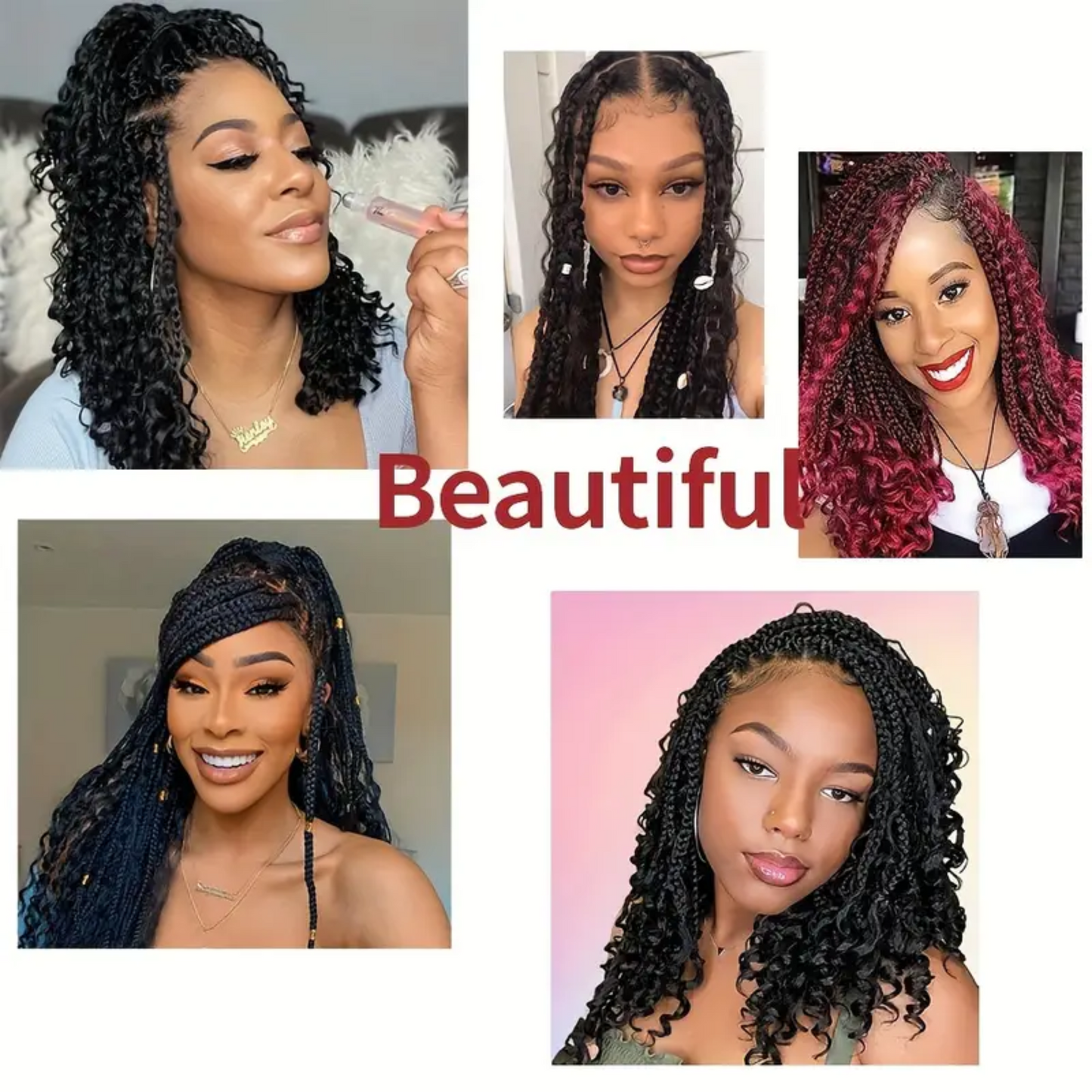 Boho Box Braids with Curly Ends – 14 Inches, #T30