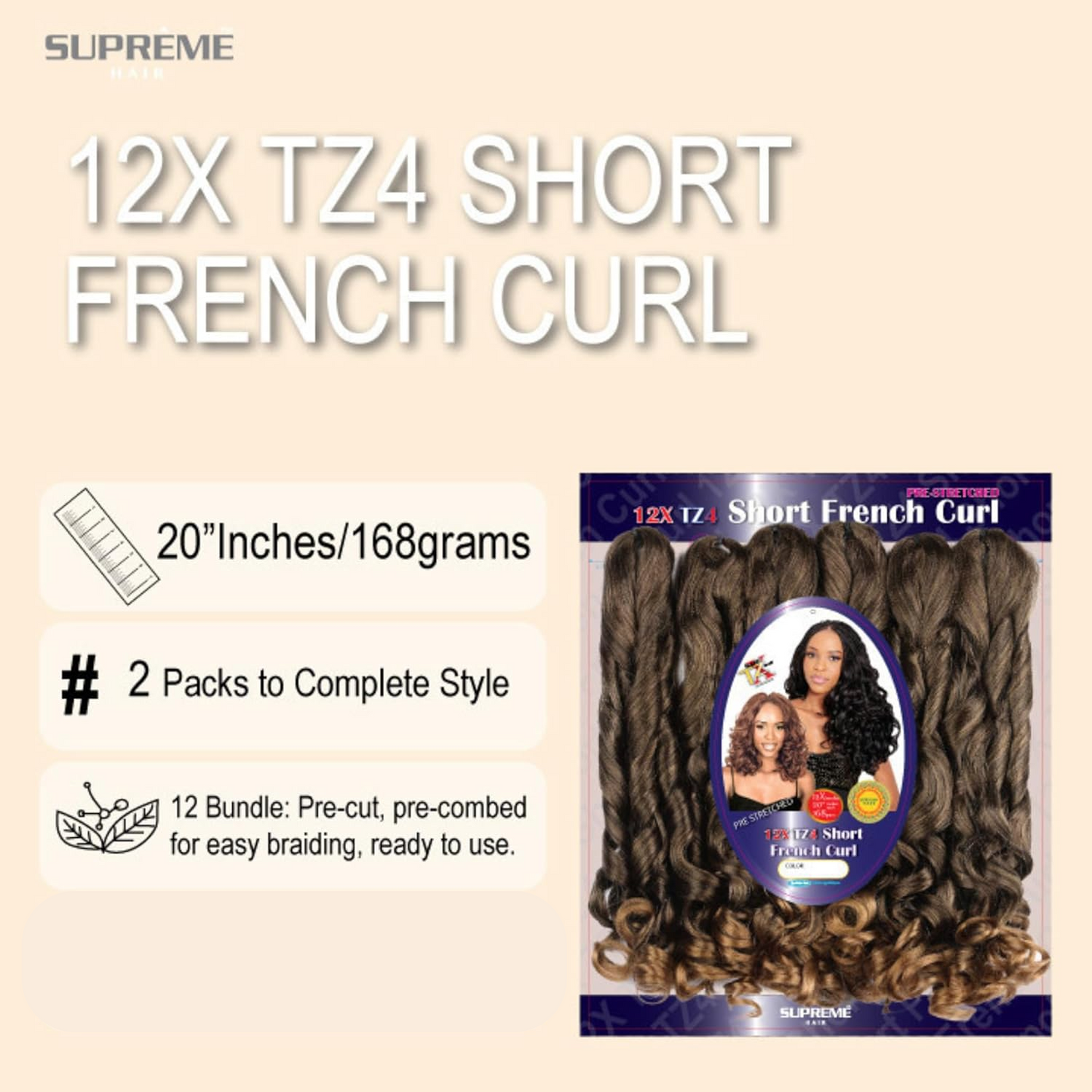 Suprême Hair – Pre-Stretched 12X TZ4 Short French Curl 20"