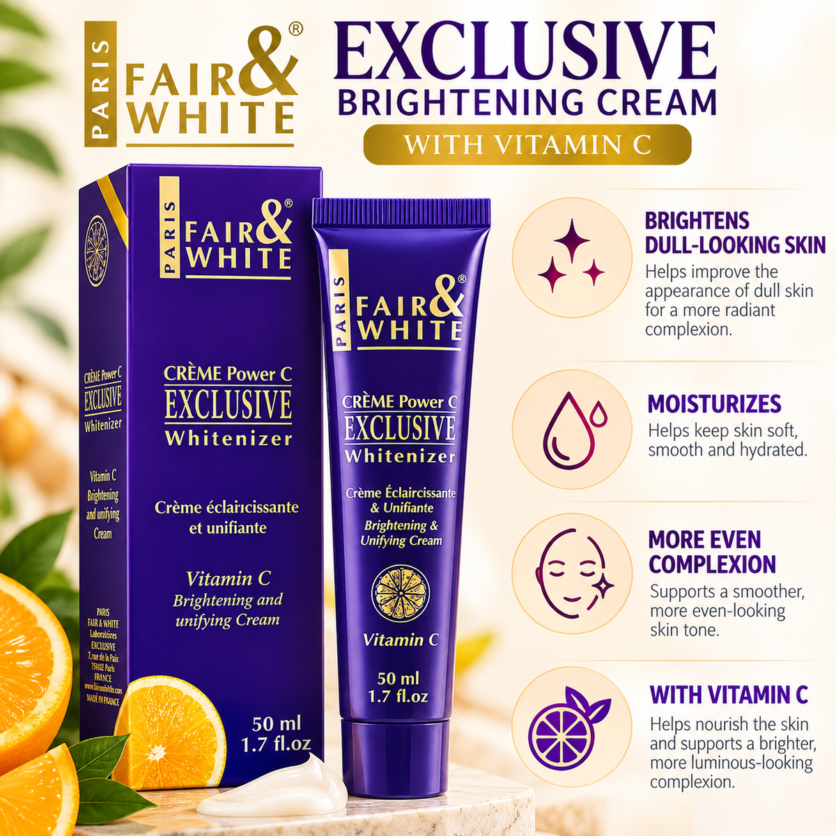 Fair & White Paris – Exclusive Brightening Cream With Vitamin C, 50ml Fair & White Paris