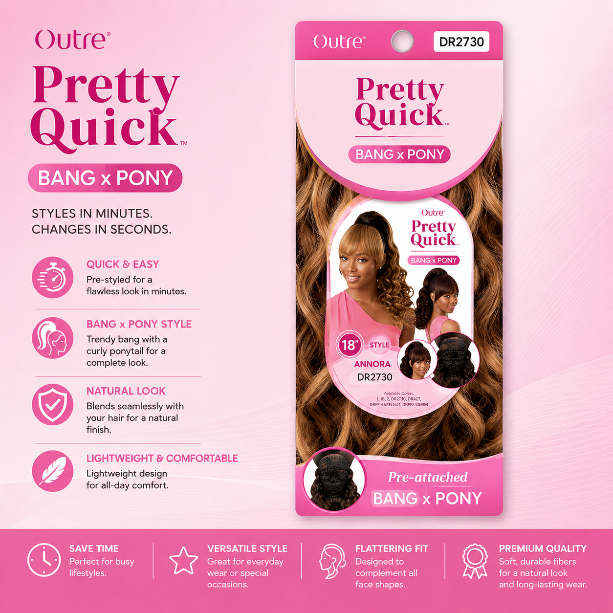 Outre – Pretty Quick Frange + Queue de Cheval Annora 18 po