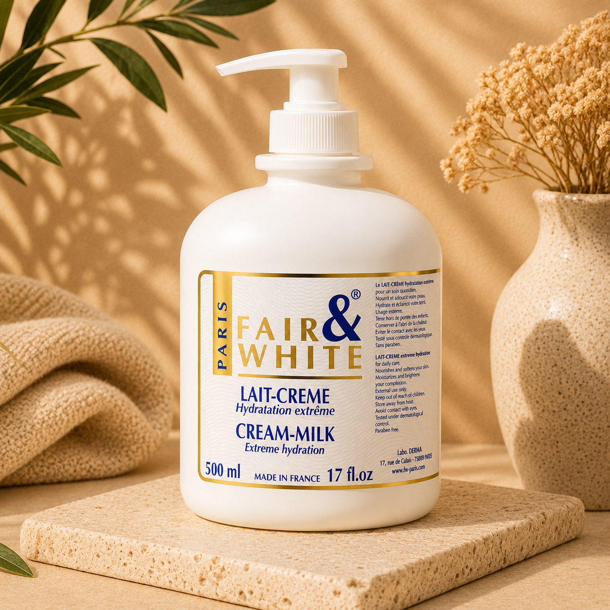 Fair & White Paris – Original Cream-Milk Extreme Hydration Body Lotion with Pump, 500 mL Fair & White Paris
