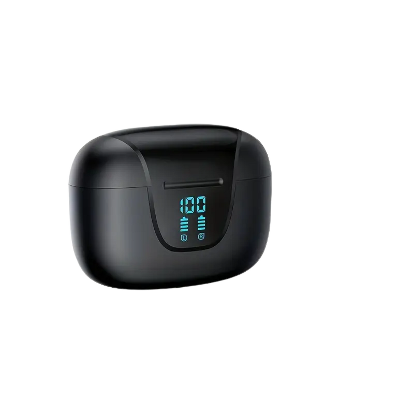 Auriculares inalámbricos Bluetooth con pantalla LED y estuche de carga (negros)