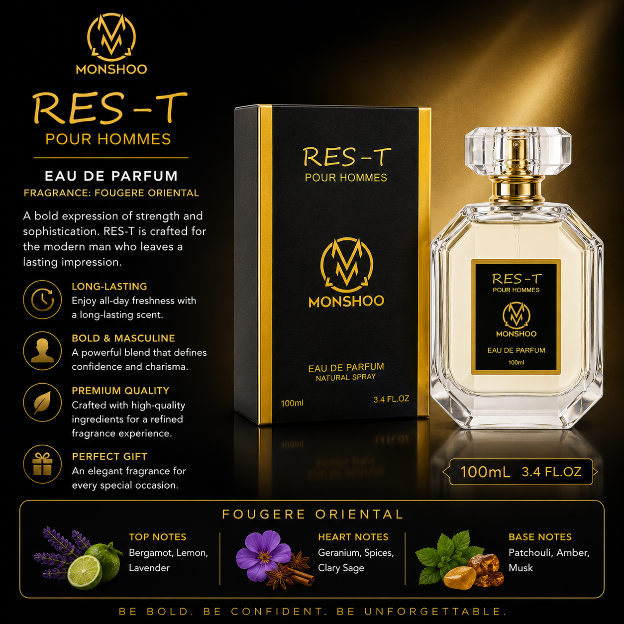 Monshoo RES-T For Men Eau de Parfum, 100 mL