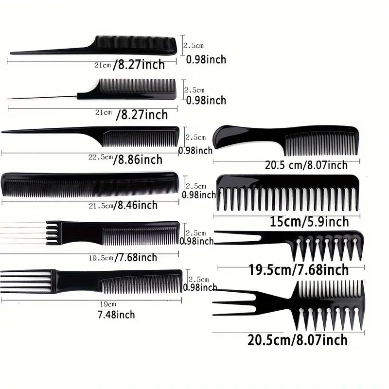 Redberry™ Professional Hair Comb Kit – 10 Piece Salon Styling, Sectioning & Cutting Set Clessenza Beauty Store
