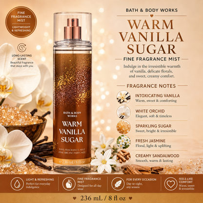 Bath & Body Works – Warm Vanilla Sugar Fine Fragrance Mist, 236 mL