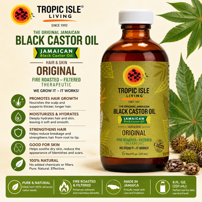 Tropic Isle Living – Huile de Ricin Noire Jamaïcaine Originale, 237 mL