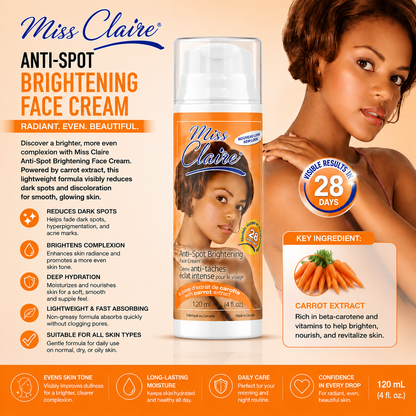 Miss Claire – Crème Éclaircissante Anti-Taches pour le Visage, 120 mL