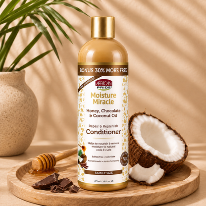 African Pride – Moisture Miracle Honey, Chocolate & Coconut Oil Repair & Replenish Conditioner, 16 fl oz African Pride