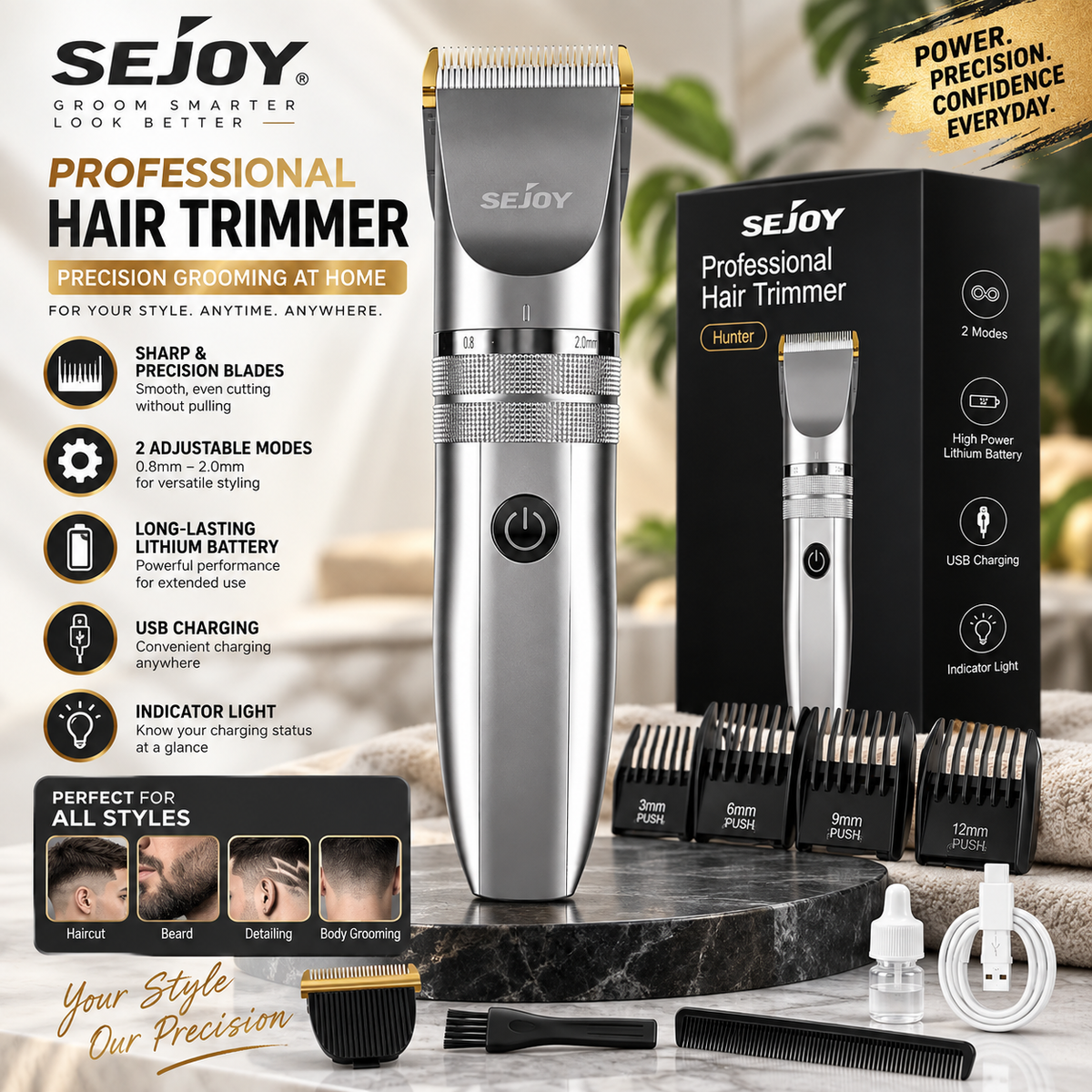 SEJOY – Professional Hair Trimmer with USB Charging SEJOY