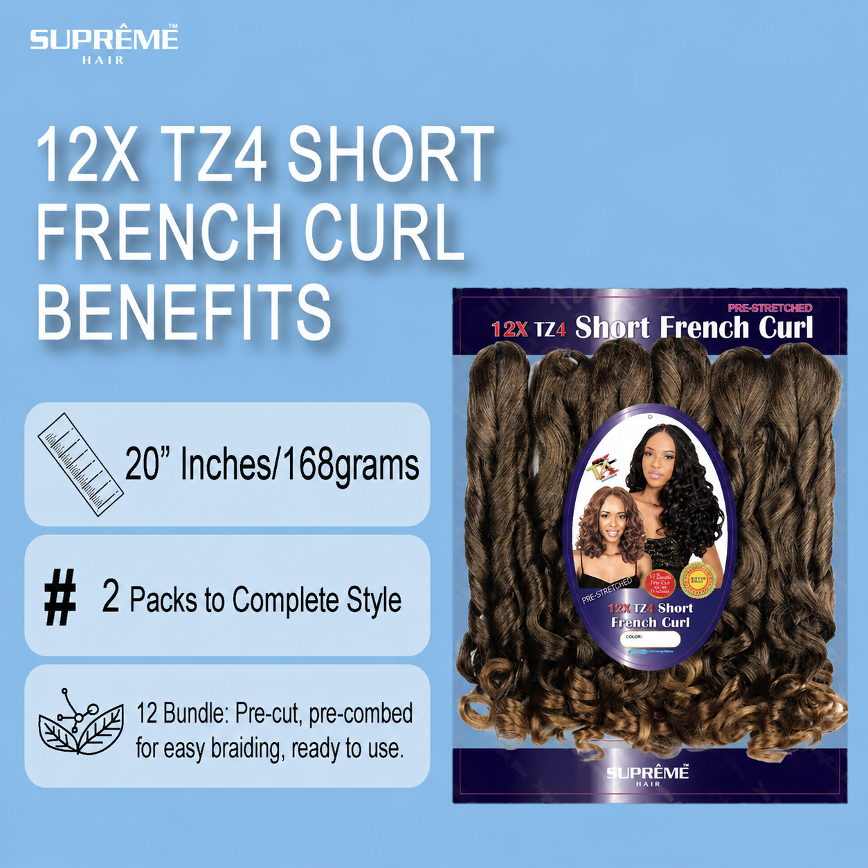 SUPRÊME Hair – Pre-Stretched 12X TZ4 Short French Curl 20" SUPRÊME HAIR