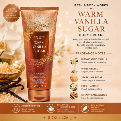 Bath & Body Works – Warm Vanilla Sugar Body Cream, 8 oz