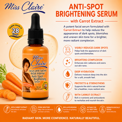 Miss Claire – Sérum Visage Éclaircissant Anti-Taches à l'Extrait de Carotte, 50 mL