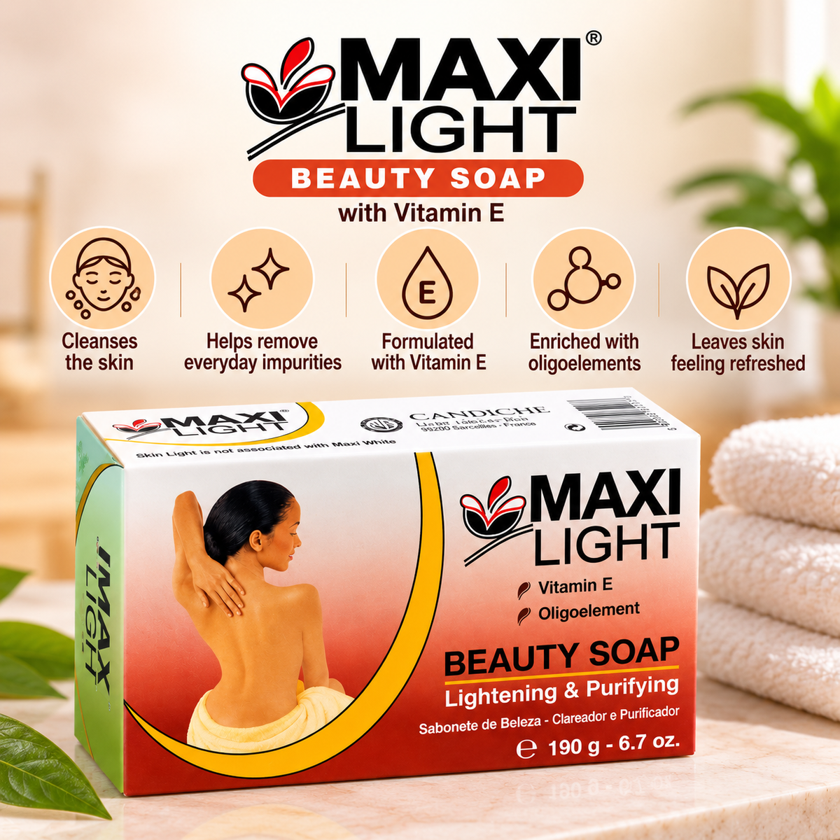 Maxi Light – Beauty Soap with Vitamin E, 190g Maxi Light