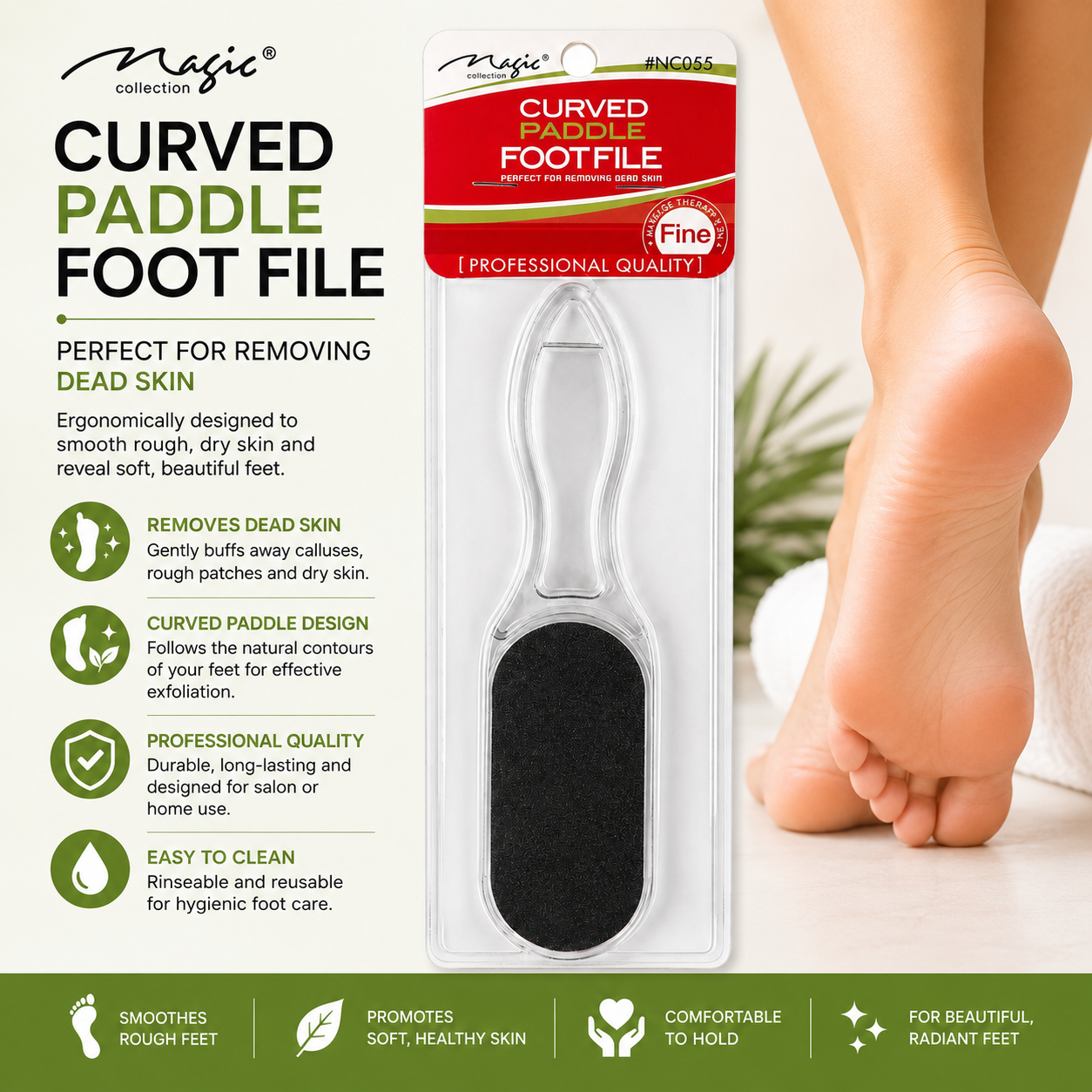 Magic Collection – Curved Paddle Foot File Professional Pedicure Rasp