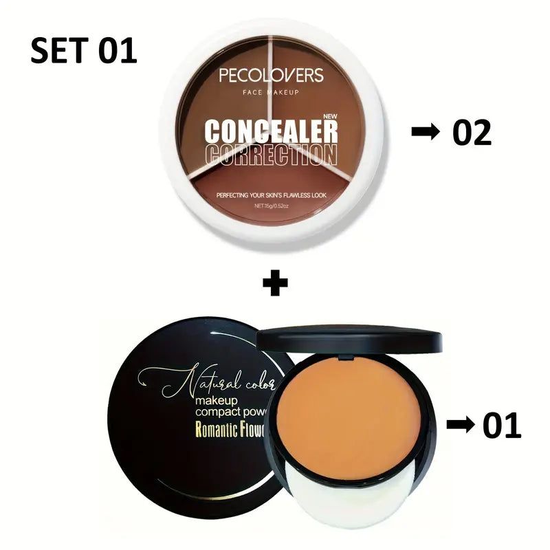 Pecolovers - Concealer Correction & Romantic Flowers - Makeup Compact Powder Foundation