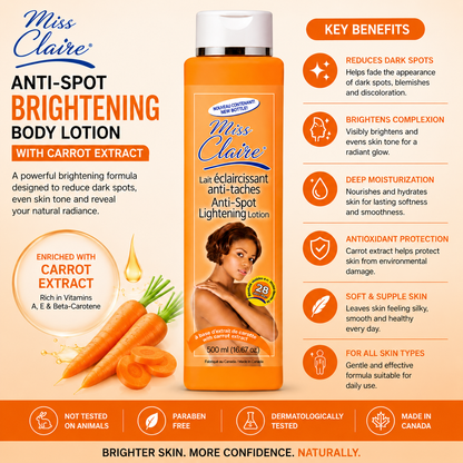 Miss Claire – Anti-Spot Brightening Body Lotion with Carrot Extract, 500 mL Miss Claire