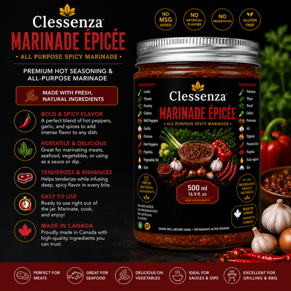 Clessenza Spicy Marinade – Premium Hot Seasoning & All-Purpose Marinade, 500 mL