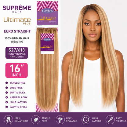 SUPRÊME Hair – Tissage Lisse Euro Straight en Cheveux Humains 100 % Naturels