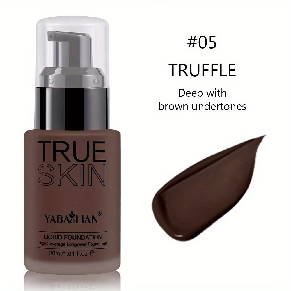 Fond de Teint Liquide True Skin Yabaolian – Haute Couvrance Longue Tenue Mat 30ml