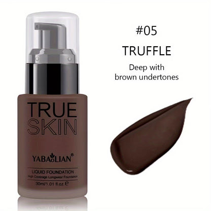 Fond de Teint Liquide True Skin Yabaolian – Haute Couvrance Longue Tenue Mat 30ml