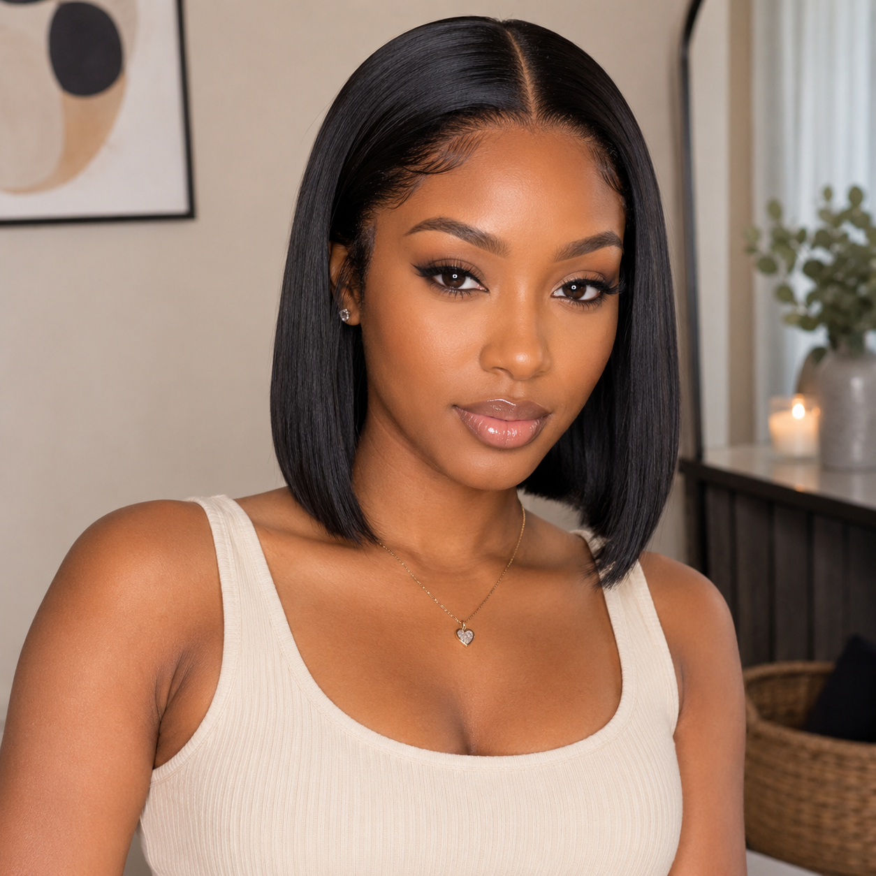 12″ Straight HD Lace Front Human Hair Bob Wig – 13x4 Natural Black Clessenza Beauty Store