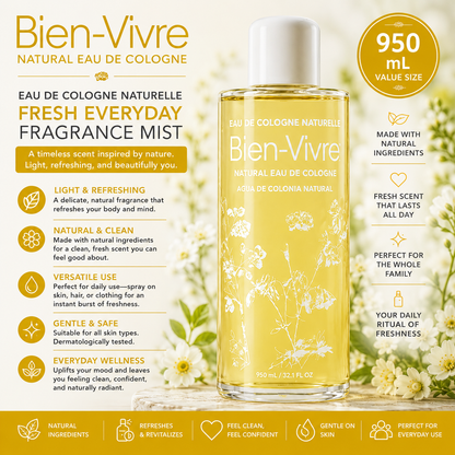 Bien-Vivre Natural Eau de Cologne – Fresh Everyday Fragrance Mist, 950 mL
