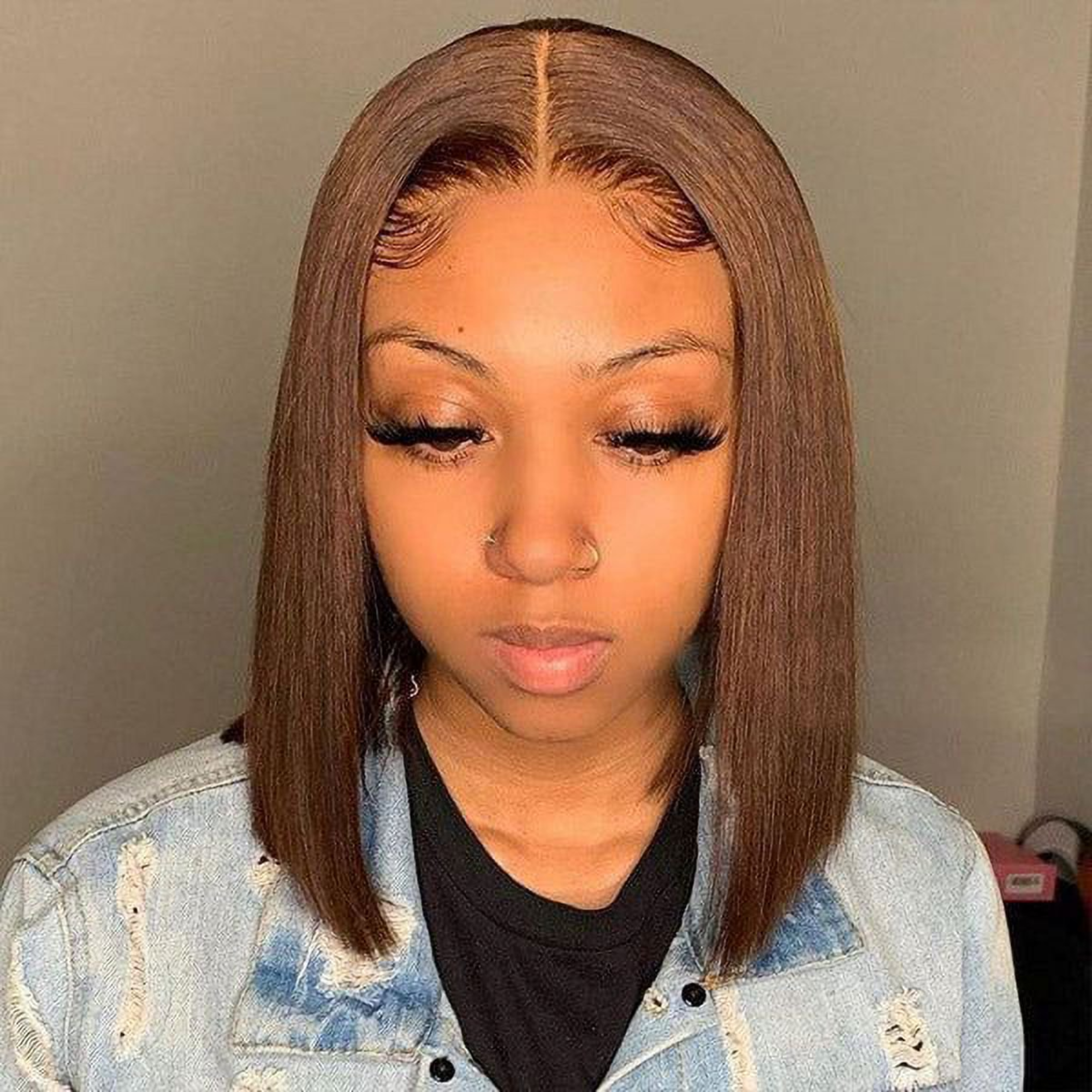 13x4 HD Lace Front Human Hair Bob Wig – Straight 10″ #4 Natural Brown
