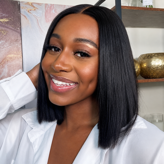 13×4 Lace Front Human Hair Bob Wig – 12″ Straight – Natural Black – 150% Density Clessenza Beauty Store