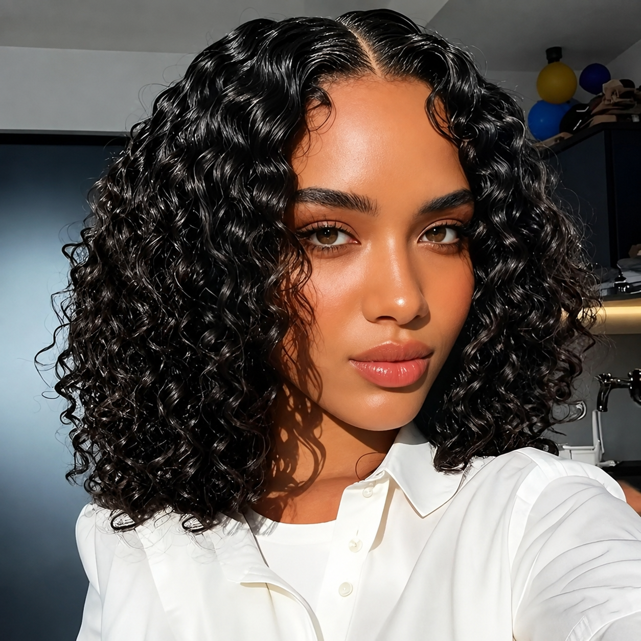13×4 Lace Front Human Hair Bob Wig – Defined Water Wave 14″ – Natural Black Clessenza Beauty Store