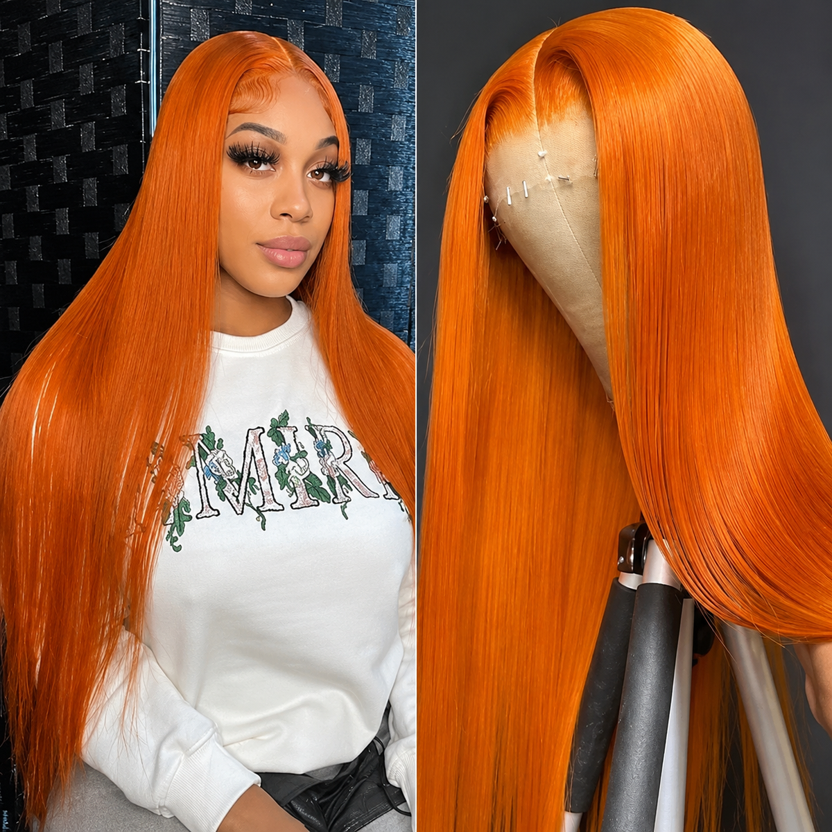 13×4 Lace Front Human Hair Wig – Straight 26″ – #350 Orange Ginger Clessenza Beauty Store