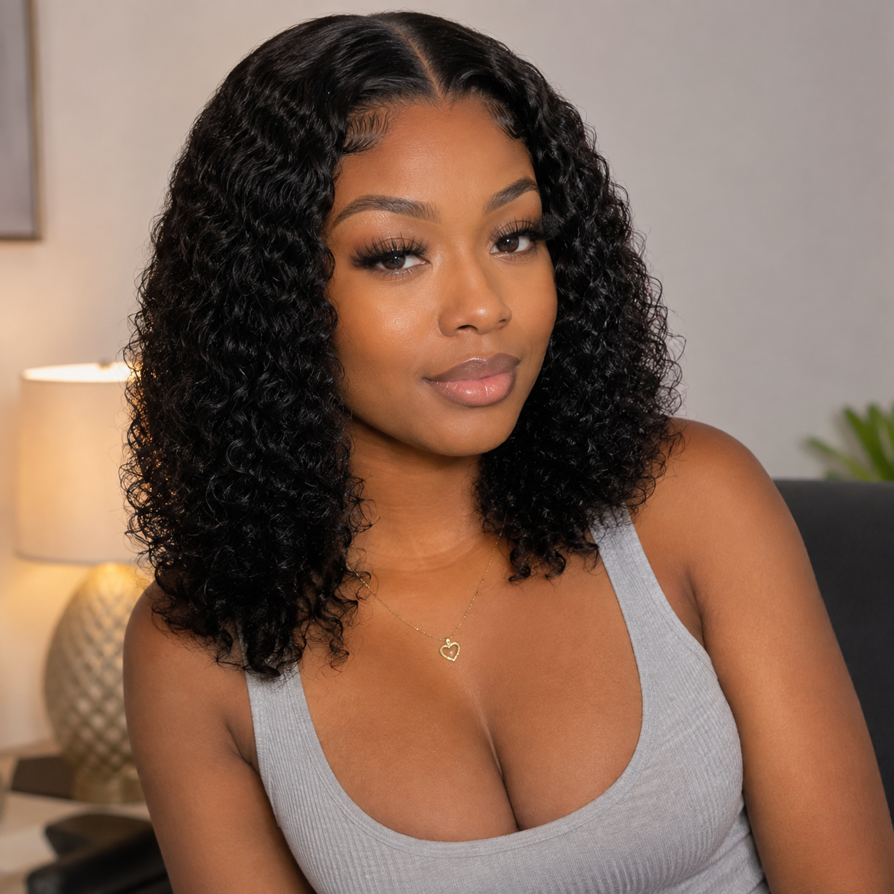 14″ Water Wave Bob Wig – 13x4 Lace Frontal Human Hair, Natural Black Clessenza Beauty Store