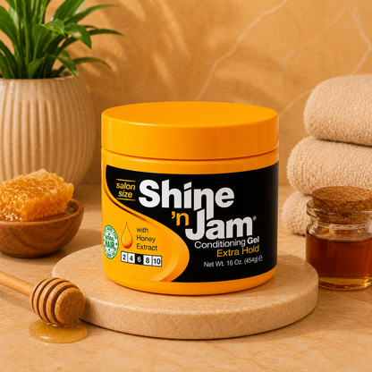 Shine 'n Jam – Conditioning Gel Extra Hold with Honey Extract, 16 oz AMPRO