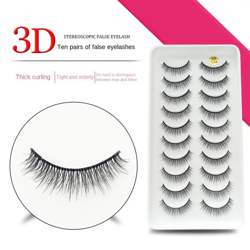 10 Pairs of Handmade Natural 3D Fluffy False Eyelashes